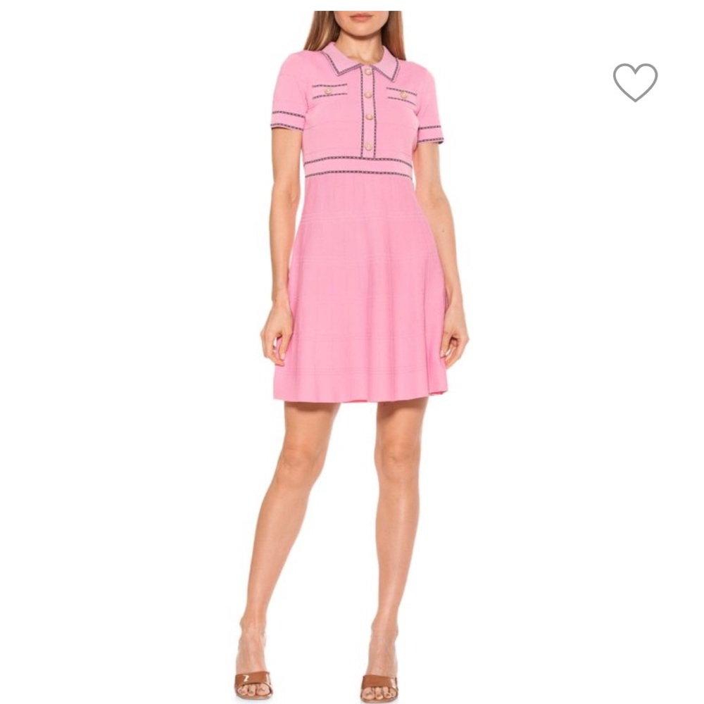 Alexia Admor Pink Cuffed Sleeve A-Line Dress
